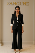 Black with white cuffs Designer suit for women