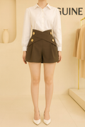 TAN crossed belts Designer Shorts for women