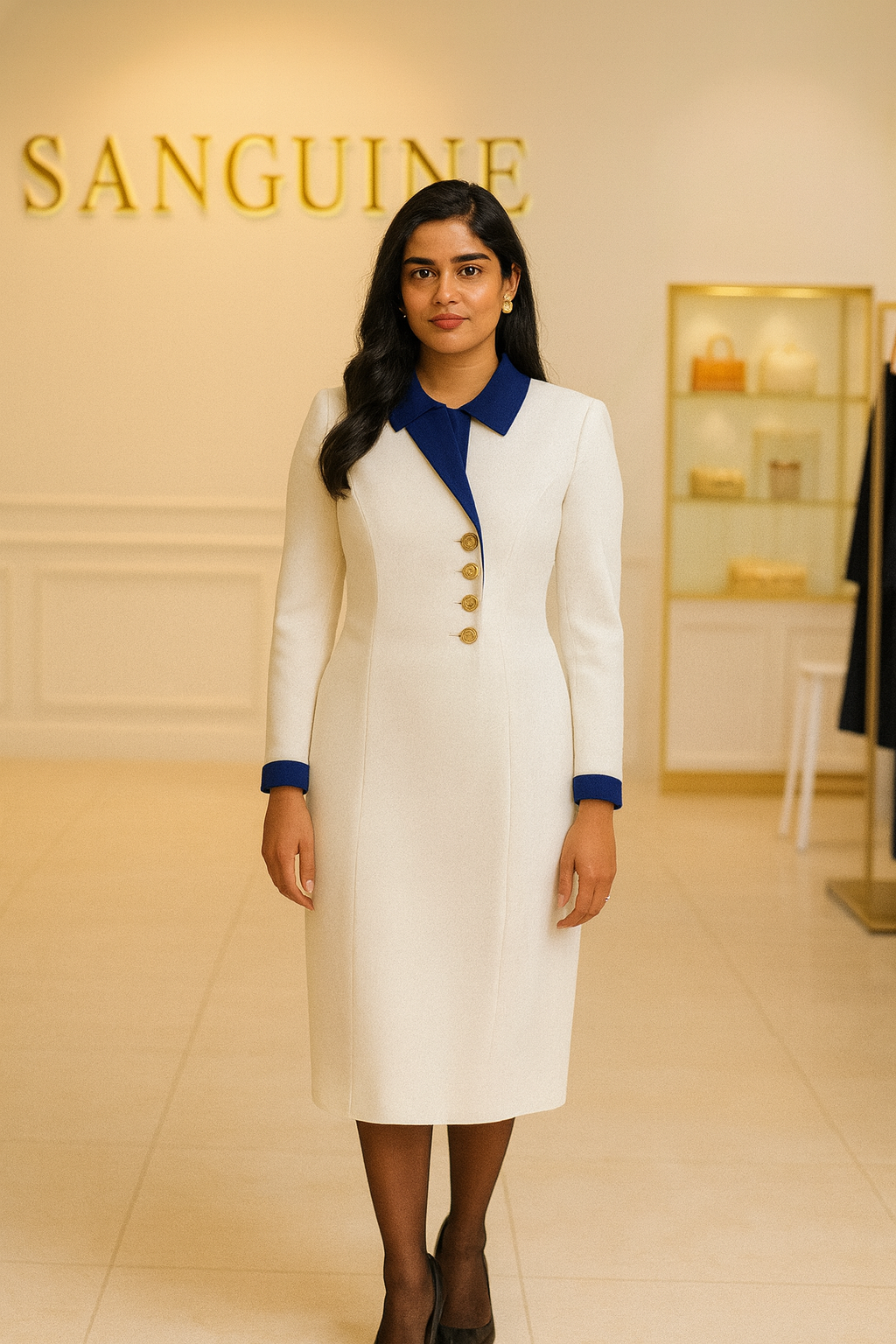 White dual tone Designer Dress for women