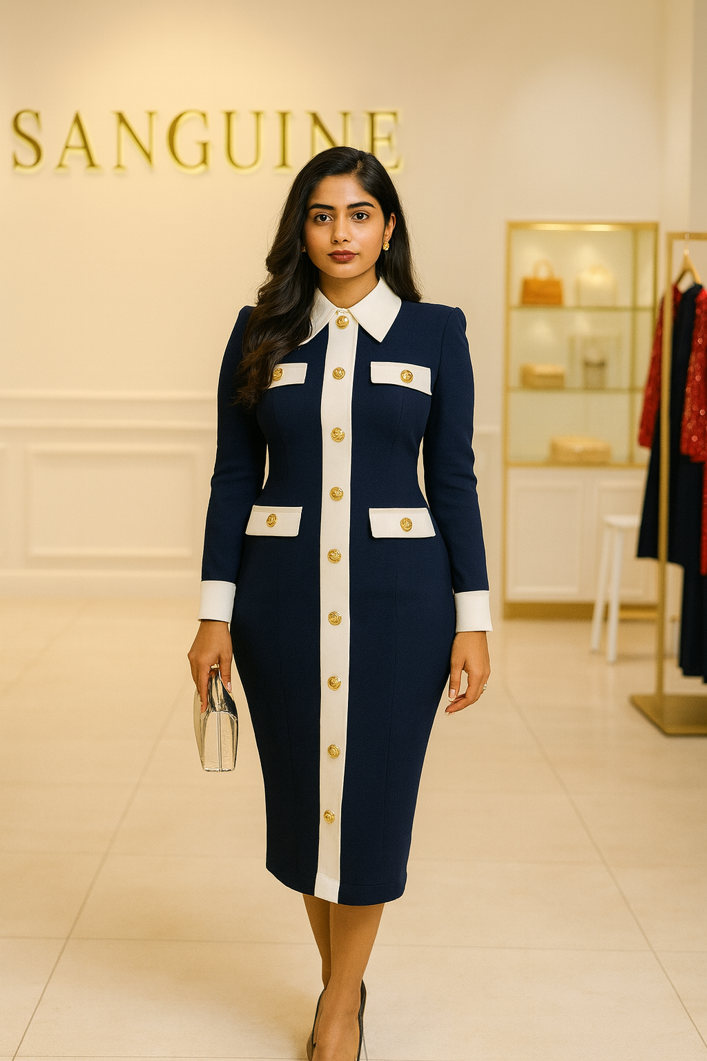 Navy Blue dual tone Designer Dress for women