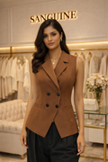 Brown Designer waistcoat for women