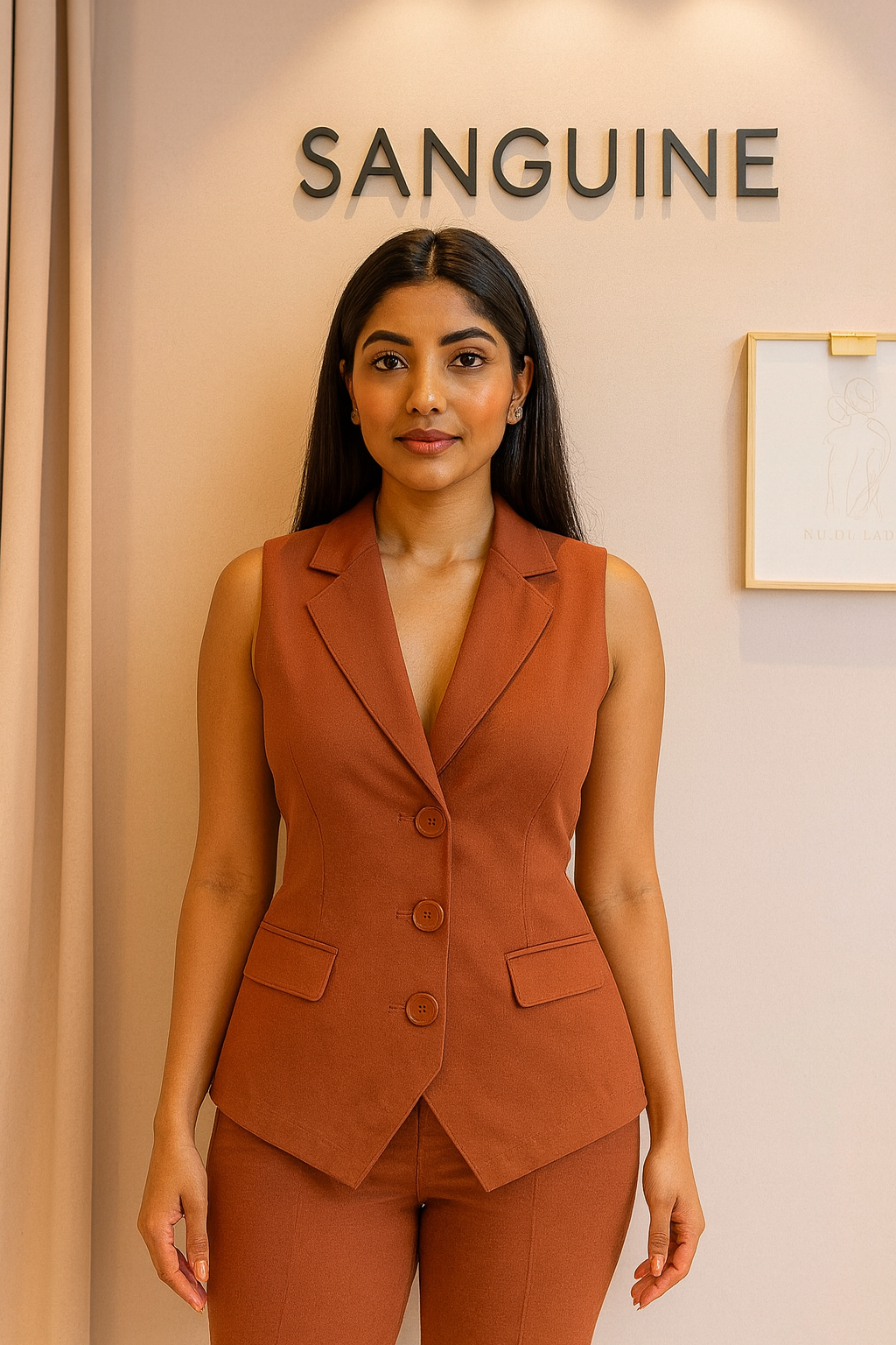 Brown Designer waistcoat for women