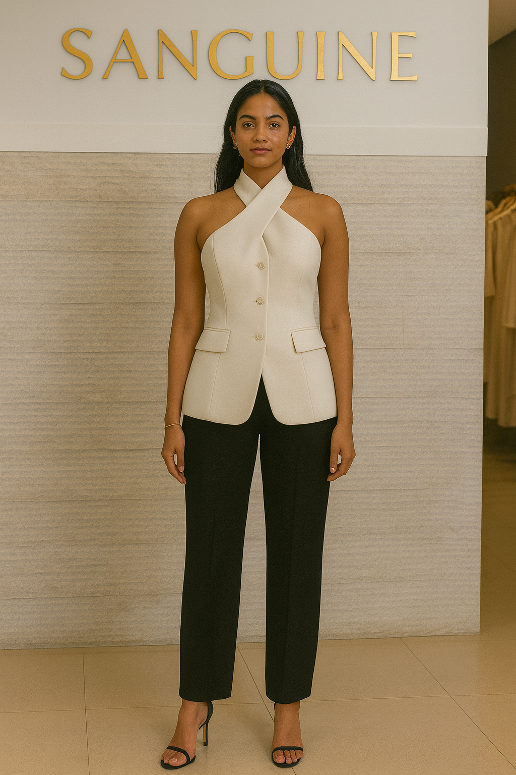 White haulterneck Designer Blazer for women