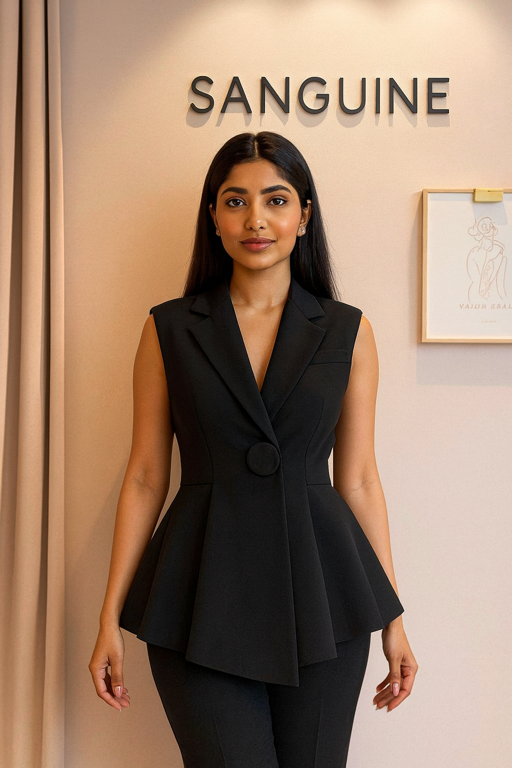 Black Designer waistcoat for women