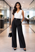 Premium Black Wide Leg Formal Trousers for women