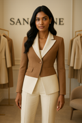 Beige dual tone suit for women