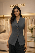Dark Grey Designer waistcoat for women
