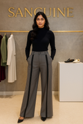 Grey Designer Trouser with black stripes for women