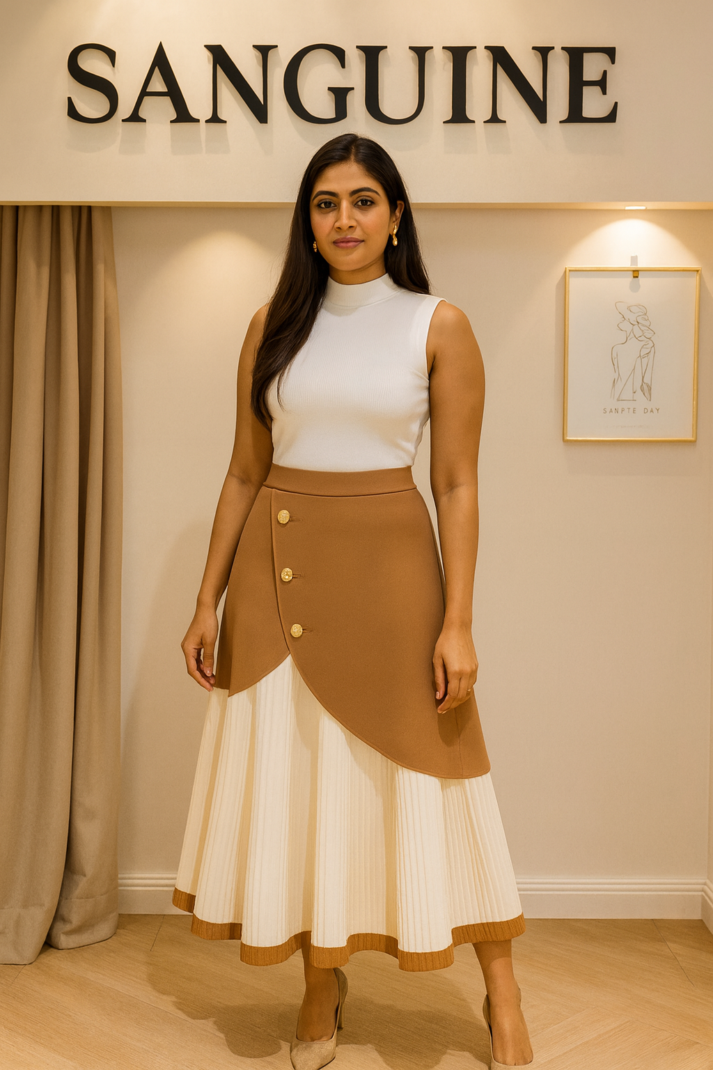 TAN dual tone Designer skirt for women